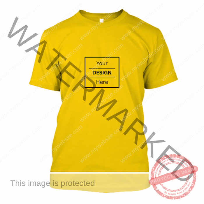 Customized Print 140 GSM Yellow Round Neck Half Sleeve Men's T-Shirt - Image 2