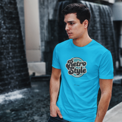 Customized Print 160 GSM Sky Blue Neck Half Sleeve Men's T-Shirt
