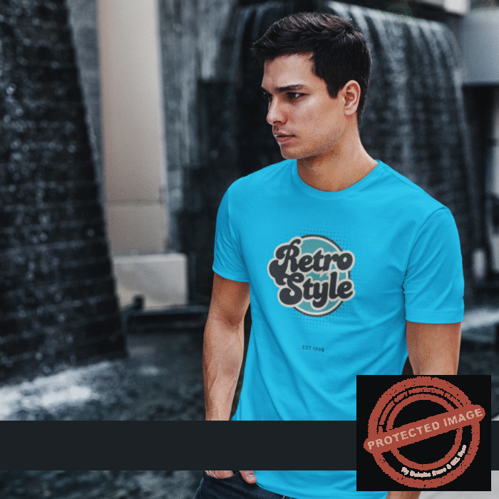 Customized Print 160 GSM Sky Blue Neck Half Sleeve Men's T-Shirt