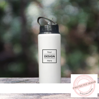 Personalized Photo Print Gym With Straw Bottle Black 600 ML