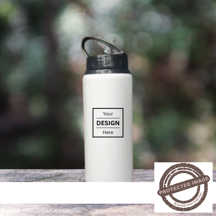Personalized Photo Print Gym With Straw Bottle Black 600 ML