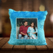 PERSONALIZED PHOTO FURR SQUARE SKY BLUE CUSHION