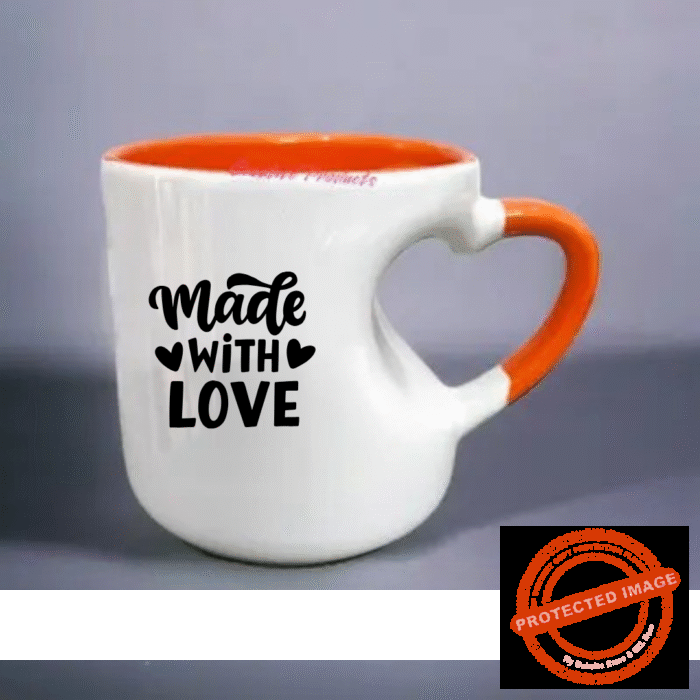 PERSONALIZED INNER HEART CUT ORANGE MUG