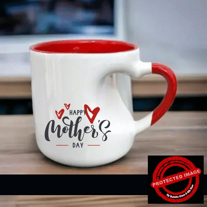 PERSONALIZED INNER HEART CUT RED MUG