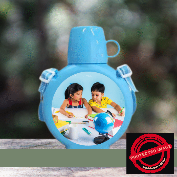 Personalized Photo Print Kids Cup Bottle Blue