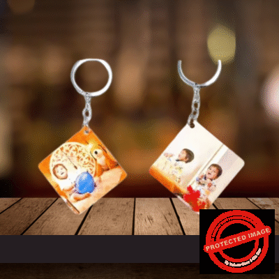 Personalized Photo Pure Metal Key Chain Square PM-403