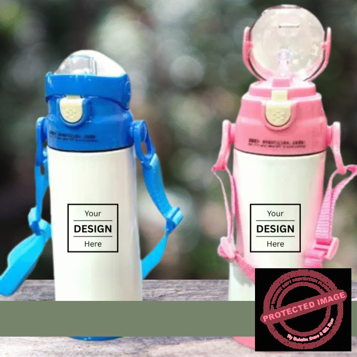 PERSONALIZED PHOTO PRINT KIDS BLUE PINK BOTTLE