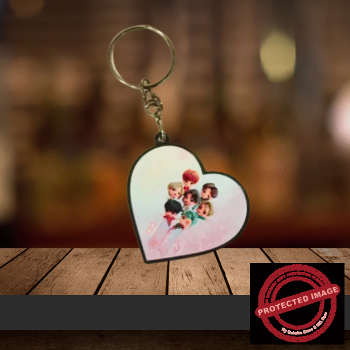 PERSONALIZED PHOTO HEART PLASTIC METAL KEYCHAIN