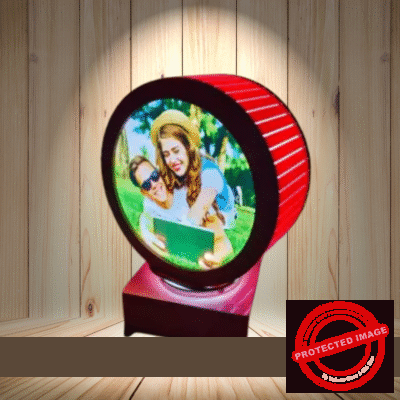 Personalized Photo Round Heart Revolving 6x6 Lamp