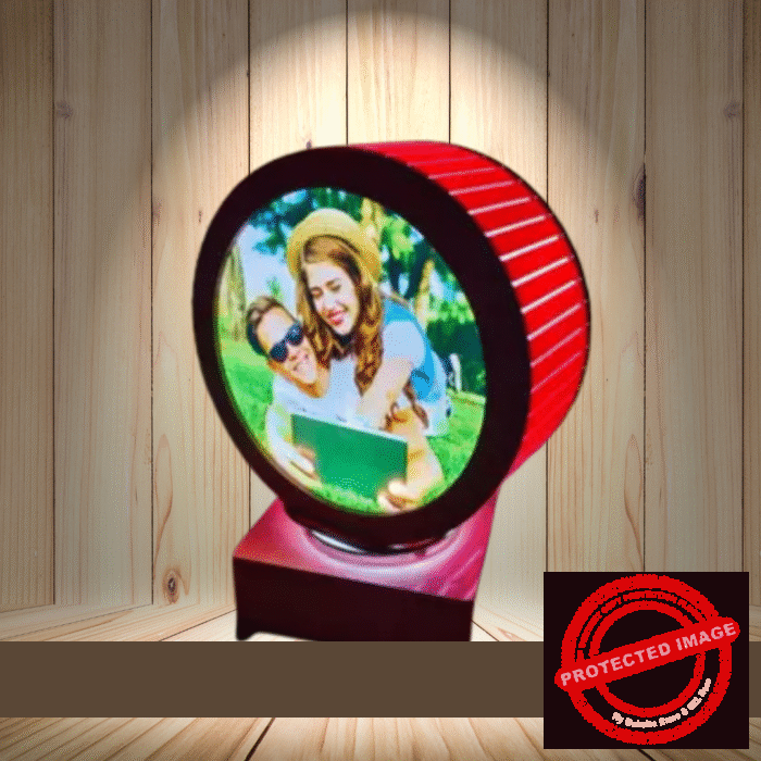 Personalized Photo Round Heart Revolving 6x6 Lamp