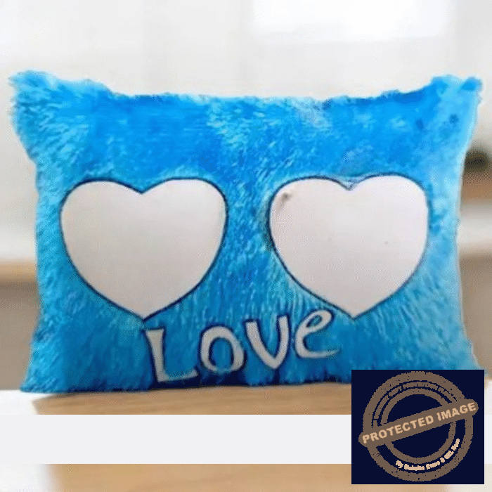 Personalized Photo Print Super Shine Furr Pillow 16x20 Blue