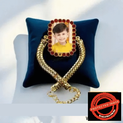 Personalized Photo Print Bracelet Rakhi 3004 With Box Cover