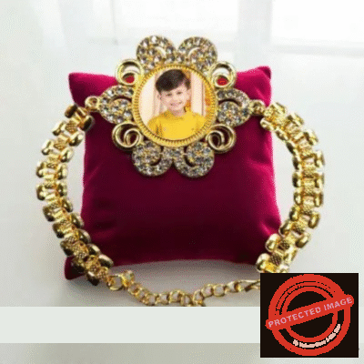 Personalized Photo Print Bracelet Rakhi 3010 With Box Cover