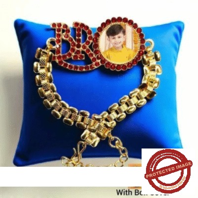 Personalized Photo Print Bracelet Rakhi 3002 With Box Cover